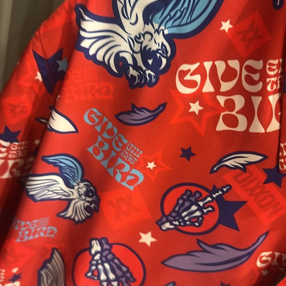 NWT men’s red Dixxon give em the bird button down shirt - Picture 2 of 8